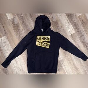 Mens Black Fitted Hoodie W/gold Text Size Large